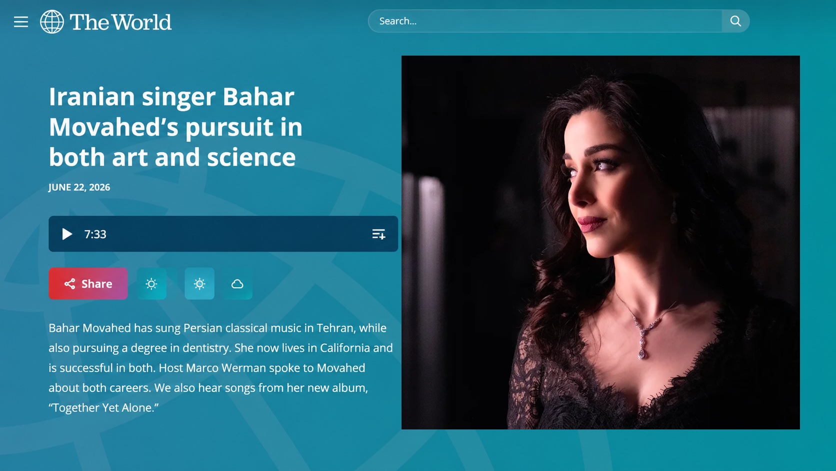 Bahar Movahed Interviewed by NPR Host Marco Werman on The World