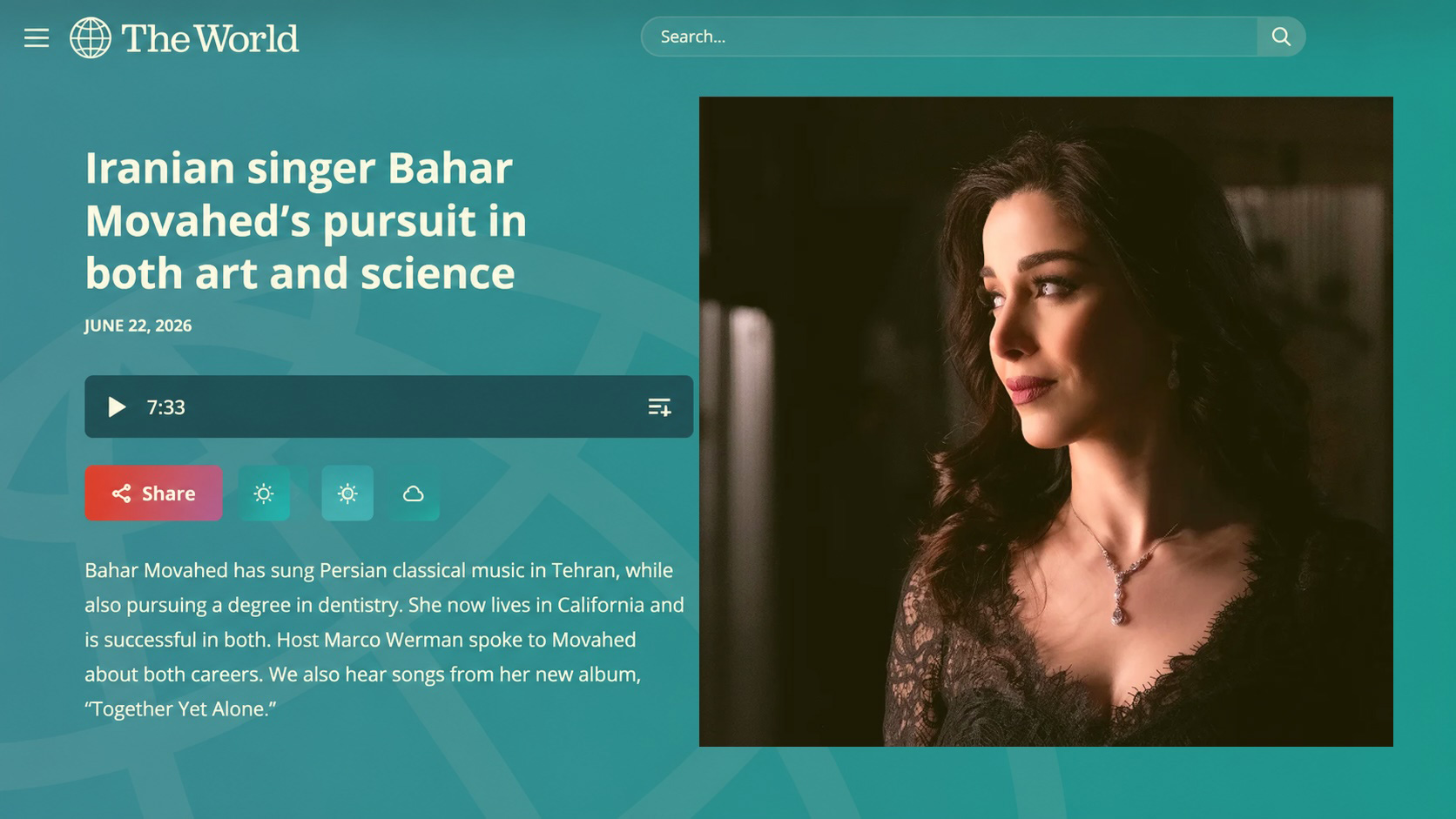 Bahar Movahed Interviewed by NPR Host Marco Werman on The World